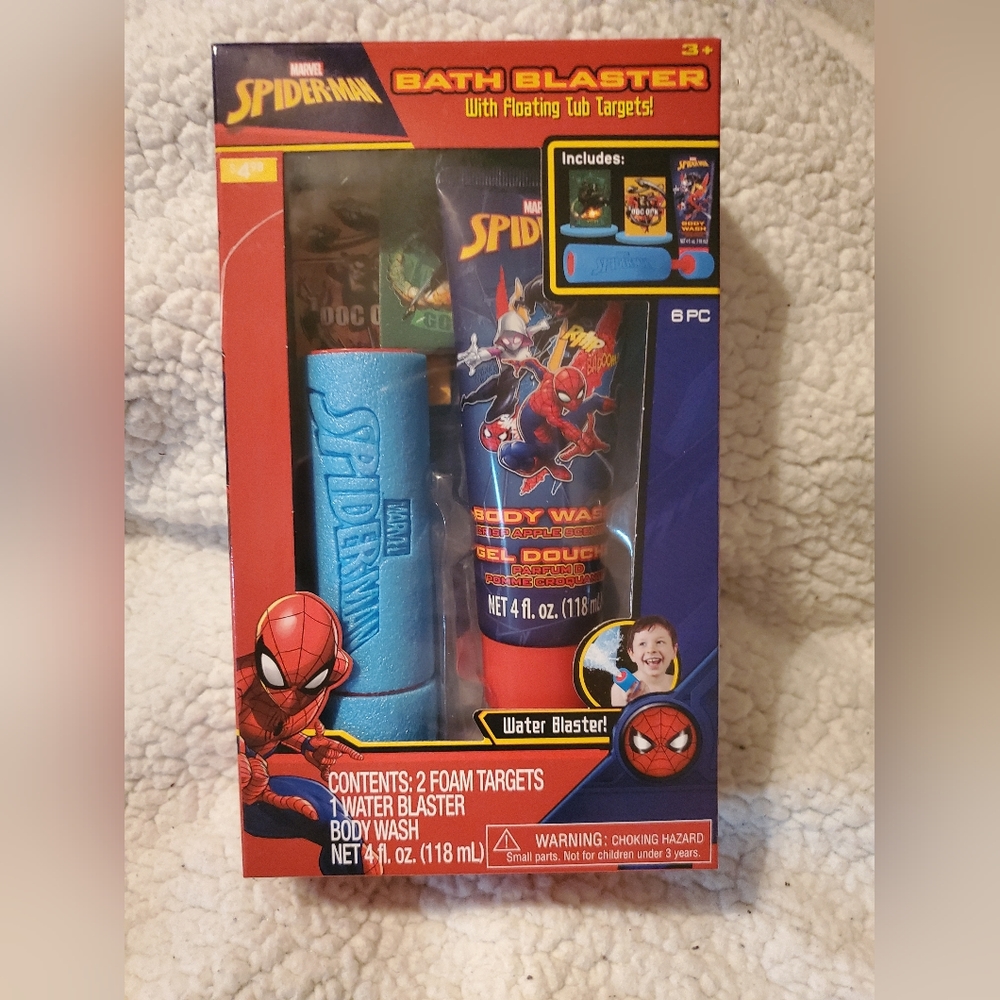 NEW SPIDERMAN BATH BLASTER with FLOATING TUB TARGETS